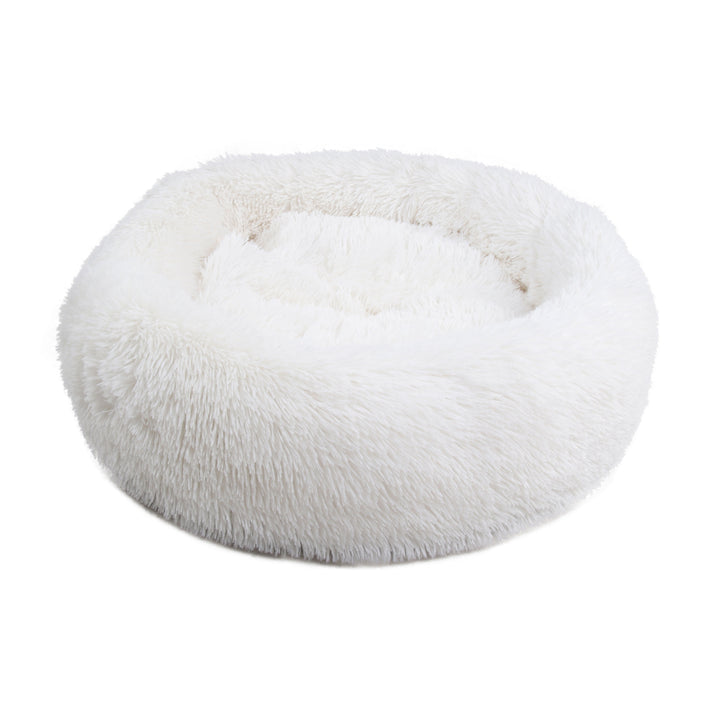 PetPrime Soft Round Dog Bed Circle Fluffy Warm Washable Bed (White) For Pet