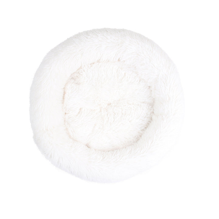 PetPrime Soft Round Dog Bed Circle Fluffy Warm Washable Bed (White) For Pet