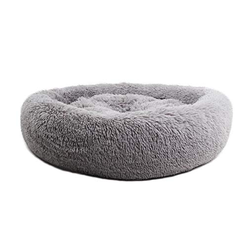 PetPrime Soft Round Dog Bed Circle Fluffy Warm Washable Bed (Grey) For Pet