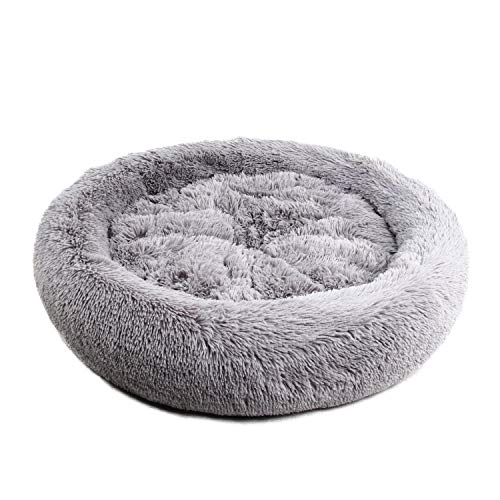 PetPrime Soft Round Dog Bed Circle Fluffy Warm Washable Bed (Grey) For Pet