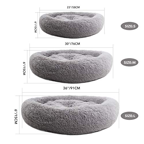 PetPrime Soft Round Dog Bed Circle Fluffy Warm Washable Bed (Grey) For Pet